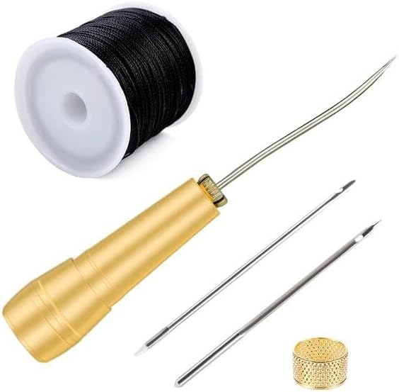LMDZ 6PCS Leather Sewing Kit DIY Leather Sewing Awl Needle with Copper Handle Set for Leather Canvas Tent Shoes Repairing Tool - (Color: set 2)