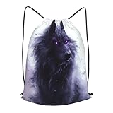 Boltpack Bolsas con cordón para yoga, deporte, gimnasio, mochila de cuerda, bolsa de playa, mochila de viaje para hombres y mujeres, ligera, Purple Wolf 7, S
