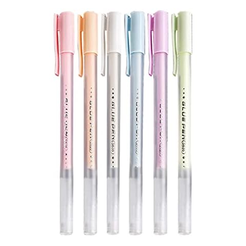 6Pcs Scrapbook Quick Dry Glue Pen, Adhesive Glue Pens Crafting Fabric Pen Liquid Glue Pen, Quickie Glue Pen Set for Scrapbooking, papercrafts, Handmade Stationery Cover