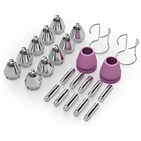 GZ GUOZHI 24PCS SG-55 AG-60 WSD-60 Plasma Cutter Cutting Torch Tip Nozzles Consumables Kit/10 x Electrodes 10 x .045“ Nozzle Tips 2 x Cups 2 x Brackets,Fit GZ GUOZHI CUT55HF and CUT 65HF Cover