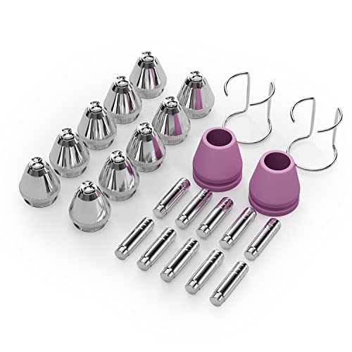 GZ GUOZHI 24PCS SG-55 AG-60 WSD-60 Plasma Cutter Cutting Torch Tip Nozzles Consumables Kit/10 x Electrodes 10 x .045“ Nozzle Tips 2 x Cups 2 x Brackets,Fit GZ GUOZHI CUT55HF and CUT 65HF