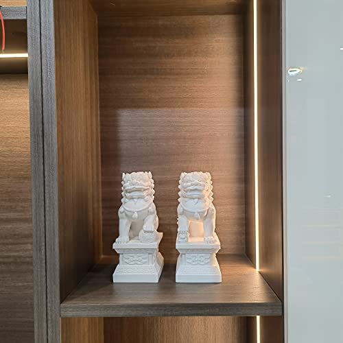 Large Size Foo Dog Statue,Pair Of Guardian Lions,Asian Stone Statues Feng Shui Decor For Home Decorations,Gray,18Cm/7Inch #TOP7