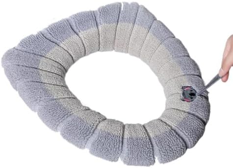 Startbuymore Thick Soft Toilet Seat Cover With Stretchable Fabric, Washable And Reusable, Fits O U V Shaped Toilet Seats For Added Warmth(Beige with gray B) - 1