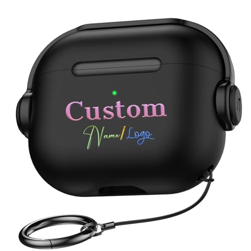 Personalized for Airpods 4 2024 Gen Apple Earphone Case with Secure Lock & Keychain, Customize Music Headset Protective Cover for Airpods Series(USB-C/Lightning Cable), Black