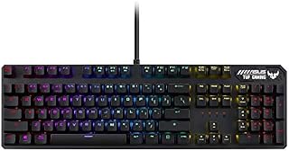 ASUS TUF Gaming K3 RGB Mechanical Keyboard, Kailh Red Switches, N-Key Rollover, USB Passthrough, Eight Programmable Macro Keys, Aluminum-Alloy Top Cover, Wrist Rest-Black, UK Layout