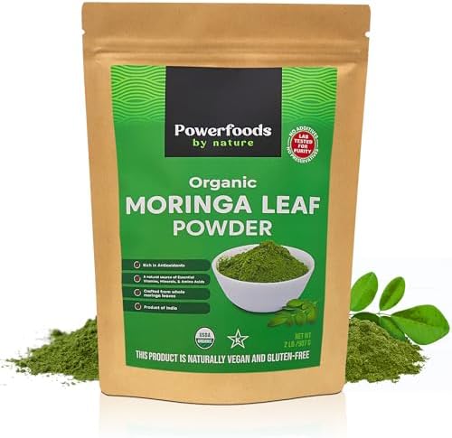 Organic Moringa Leaf Powder – 2 lb | 100% Pure & Natural, Premium Quality Superfood for Smoothies, Tea & Lattes | Certified USDA Organic