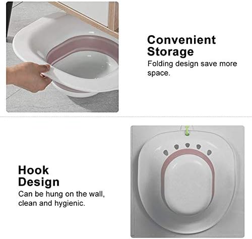 Foldable Sitz Bath for Toilet,Seat Sitz Bath Basin for Pregnant Women,Hemorrhoids,Elderly,Fits Universal Toilets and Commode Chair (Pink)