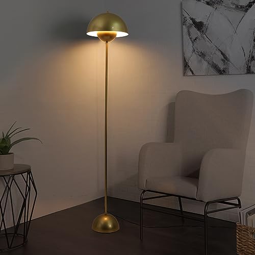 Image of Mid-Century Modern Metal Bud Floor Lamp for Home and Office, Pearl Gold