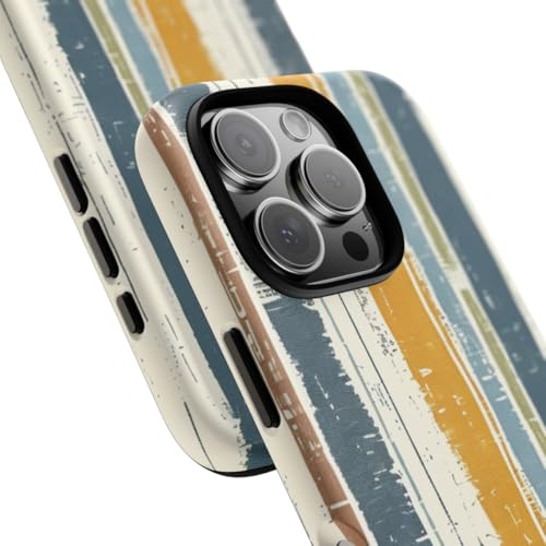 Coque iPhone 16 Pro rigide mate style lin rayé rustique haut de gamme