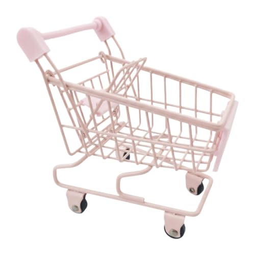Carrito supermercado de mano infantil rosa: organizador de juguetes de niños multiusos