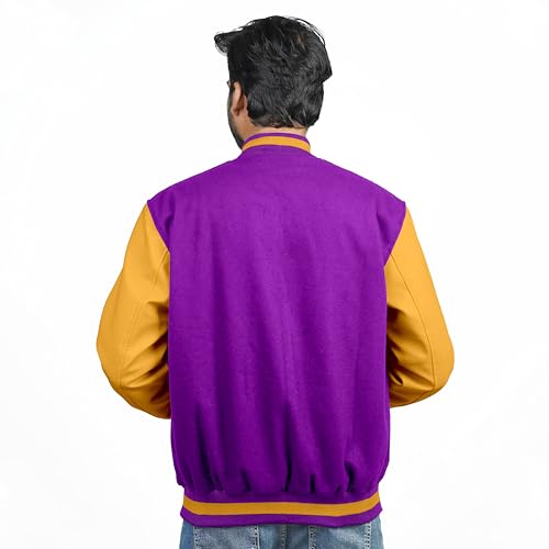 Image of Men's Fashion Varsity Jacket Causal Slim Fit Wool Letterman Baseball Bomber Jackets
