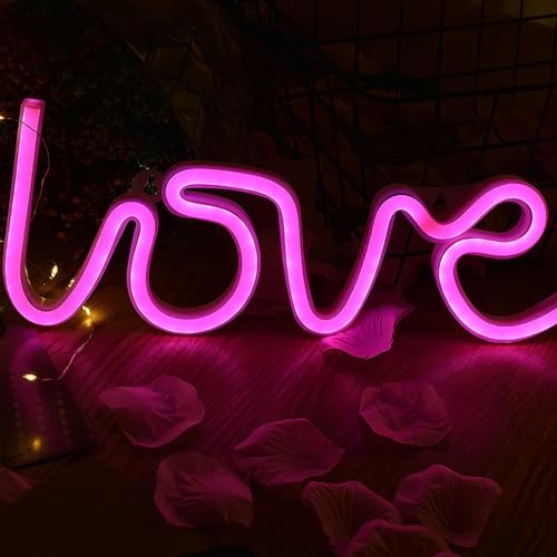 Letrero de neón LED decorativo Love luces de pared nocturnas 55x25cm 3