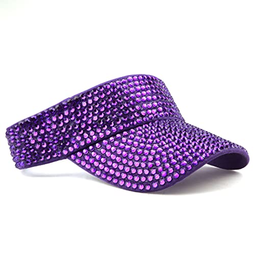 Image of Gudessly Shiny Rhinestones Sport Sun Visor Adjustable Summer Cap Visor Caps for Women Men