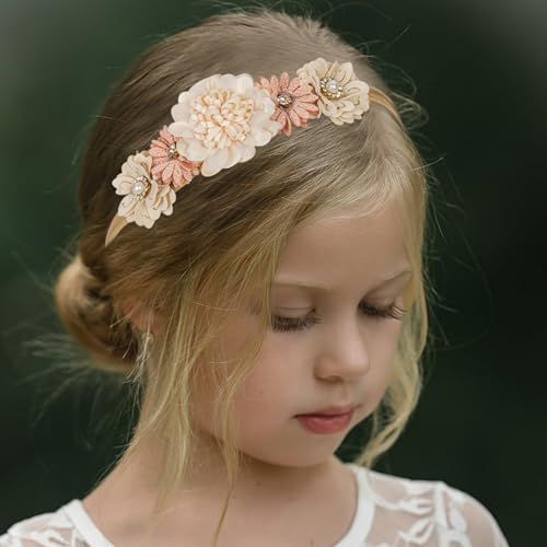 Utaly Flower Headband for Baby Girls 3pcs Elastic Baby Girl Floral Crown Newborn Infant Toddler Hair Accessories3