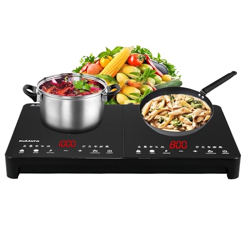 Image of 2200W Induction Cooktop | Double Burner Touch Control Digital Display | Waterproof Black Crystal Panel | Auto Shut Off with Child Lock | Induction For Cooking Boiling Frying