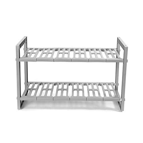 COMPACTOR Extendable Under Sink Storage Rack, PP Plastic and Metal, Grey, RAN7011 COMPACTOR Extendable Under Sink Storage Rack, PP Plastic and Metal, Grey, RAN7011