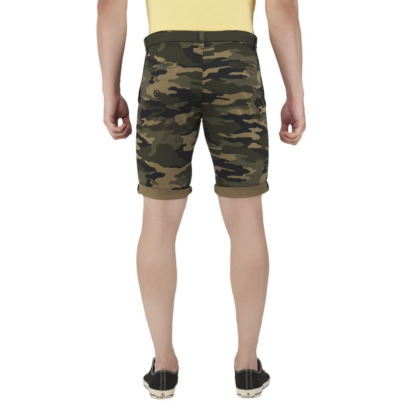 Image of BEEVEE Mens Camouflage Printed Fixed Waist 3 /4th with Belt.