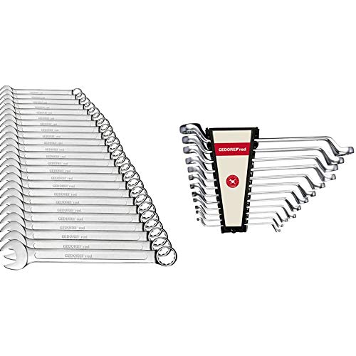 GEDORE red Ring-Maulschlüssel-Satz, 24-teilig, SW 6-32, Chrom-Vanadium-Stahl, Silber & red Doppelringschlüssel-Satz, 12-teilig, SW 6-32, Chrom-Vanadium-Stahl, Silber