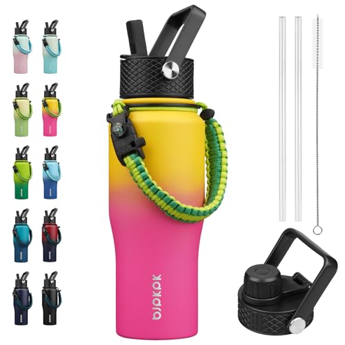Image of BJPKPK 23oz Insulated Water Bottle with Straw Lid, Stainless Steel Bottle