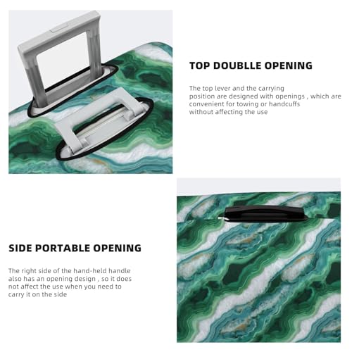 Marble Texture White And Green Elastic Travel Luggage Covers Dustproof Scratch-Resistant Suitcase Protector Fit 22-24 Inch3