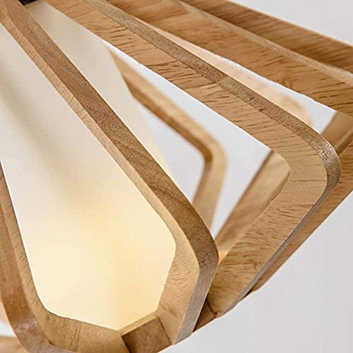 Araña de estilo japonés madera E27 colgante para techo de dormitorio 7