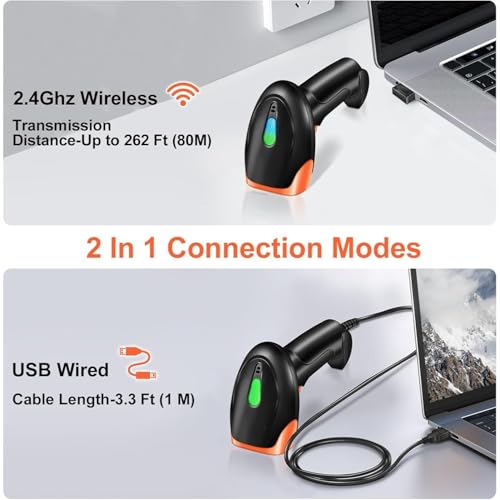 Image of ONLYU 2D USB Barcode Scanner: Handheld Wired QR Code Scanner for Computer Laptop POS PC, Fast Automatic 1D UPC Screen & Printed Bar Code Reader (Wireless Barcode Scanner)