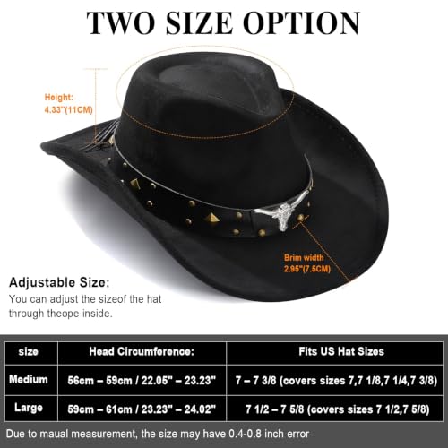Image of Cowboy Hat for Men Women Suede Western Leather Cowgirl Hats Uniex Hat