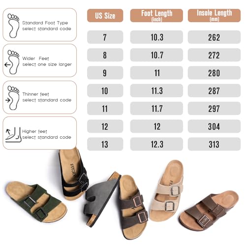 Image of FITORY Mens Sandals, Arch Support Slides with Adjustable Buckle Straps and Cork Footbed Size 7-14.5