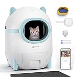 【Upgraded】 COZYBLUE Smart Automatic Self Cleaning Cat Litter Box | Extra Large for 3~18lbs Cats | 100% Safety | Mobile App Control | Bonus Mat, Deodorizer, Scoop, Waste Bag