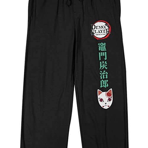Demon Slayer Tanjiro Mask Men's Black Sleep Pajama Pants2