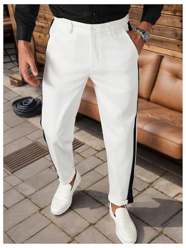 Floerns Men's Stretch Dress Pants Striped Side Work Business Suit Pants2