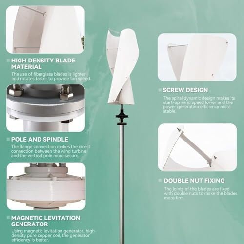 Windgenerator-Set, 10.000 W, 12 V/24 V/48 V | Niedrige Windgeschwindigkeit, leises Maglev Design, Hybrid MPPT-Laderegler, Off-Grid System
