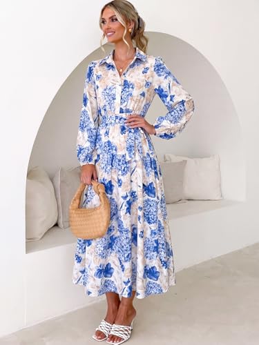 Image of Sissyaki Womens Long Sleeve Summer Maxi Dress 2026 Floral Dress Spring Wedding Guest Dress