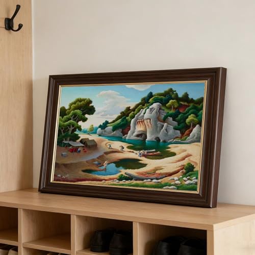 Impression sur toile Fishermens Camp de Benton - Toile haut de gamme avec cadre de suspension