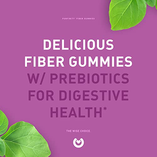 Purefinity Fiber Gummies Supplement For Adults & Kids – Sugar Free Dietary Fos Prebiotic Chicory Root Inulin Fiber Gummy For Digestive Health, Gut Health & Constipation Relief - 60 Vegan Gummies #TOP3
