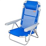AKTIVE   Chaise Pliante, Multi Position et en aluminium, Chaise de Plage Pliable, Mixte, 62608, Bleu Marine
