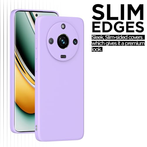 Image of Outlouders Back Cover for Realme 11 Pro / 11 Pro Plus 5G / Narzo 60 Pro 5G | Camera Protection | Durable Soft Matte Silicone Bumper Case (Purple)