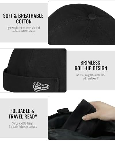 Clape Brimless Cap for Men Women Cotton Solid Color Rolled Cuff Harbour Hat Streetwear Casual Docker Watch Cap — view 3
