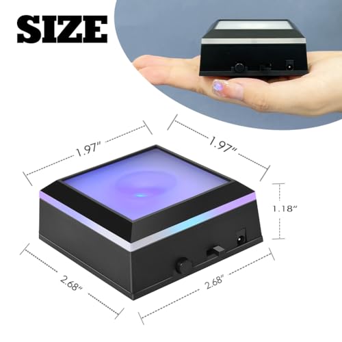 IFOLAINA LED Light Base Multicolor Show Stand Square Display Plate 9 Lighting Mode Color Change for 3D Crystal Art and Glass Ball Resin Figurine