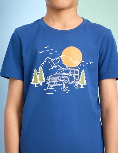 Image of Amazon Brand - Symbol Boys 100% Cotton Graphic Printed Half Sleeves T-Shirt | Age 6-14 Years
