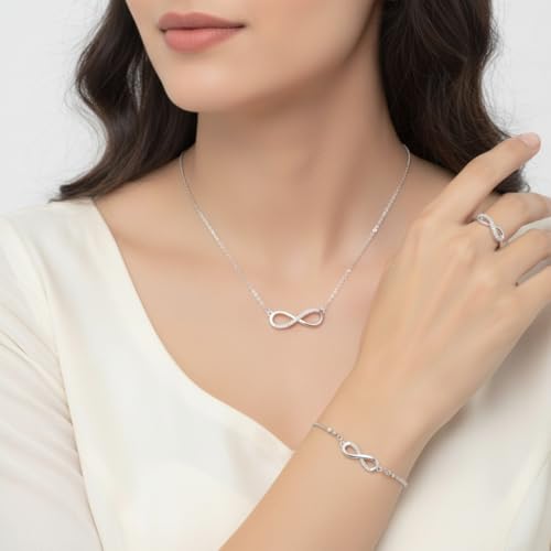 Image of Nilu's Collection Infinity Shape Cubic Zirconia Diamond Bracelet for Women Jewelry for Gift, Adjustable Charm Bracelet