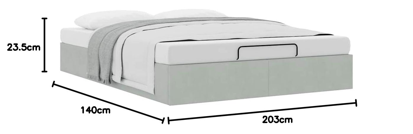 Festnight Cama Canapé Tapizado 140 x 200 cm con Somier y Almacenamiento Abatible Gris Claro