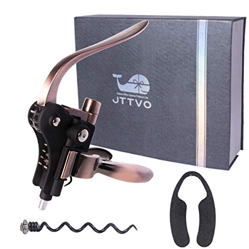 JTTVO Rabbit Wine Bottle Opener-2020 Upgraded Corkscrew Wine Opener Kit with Foil Cutter & Extra Spiral