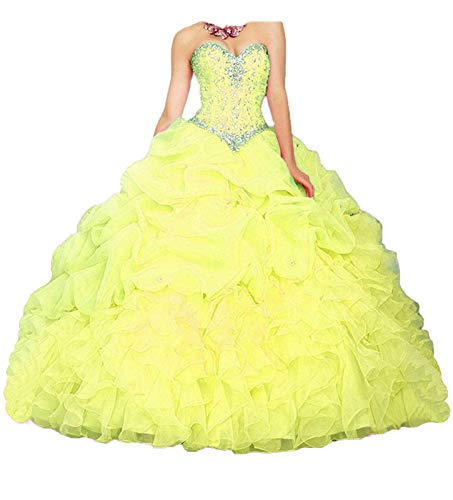 Nuojia Robe de bal longue en organza Motif princesse Quinceanera - Jaune - 40 Cover