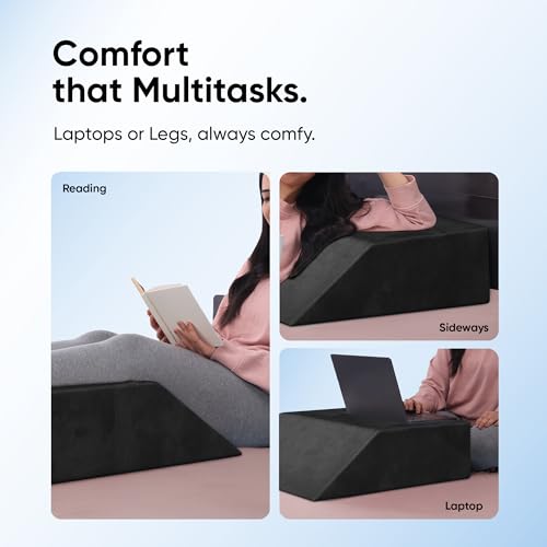 Image of Frido Leg Elevation Wedge Pillow for Edema, Varicose Veins, Fracture | High Resilience Foam Cushion for Leg, Knee & Thigh Support | Back Pain & Swelling Relief | Lightweight (Black)