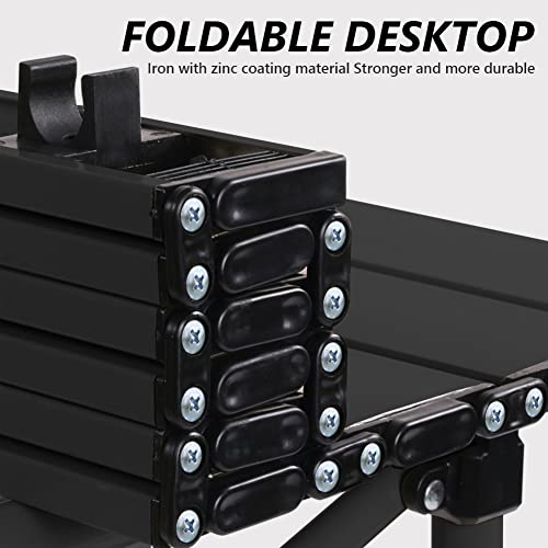 Amj Iron With Zinc Coating Material Camping Table Folding Portable Outdoor Table With Portable Camping Table With 4 Chairs For Outdoor Party Dining (Black) #TOP5