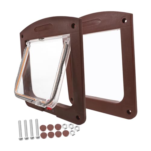 HEMOTON Small Cat Door with Lock Dual Door for Interior and Exterior Use