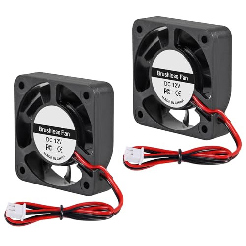2Pcs 4010 12V Dual Ball Fan XH2.54-2Pin 40mm 1.57in Cooler DC Brushless 40x40x10mm for 3D Printer, Heatsink, PC Computer Case Industry Cooling