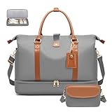Qualyphant Large Weekender Duffle Overnight Bags for Women Men, Convertible Waterproof Anti-Theft Travel Carry On Bags with Shoe Compartment & 9 Pockets, 43L - with Detachable Purse & Luggage Tag