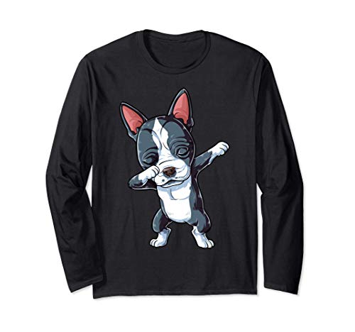 Dabbing Boston Terrier Dog Lover Gifts Men Women Dab Dance Maglia a Manica
